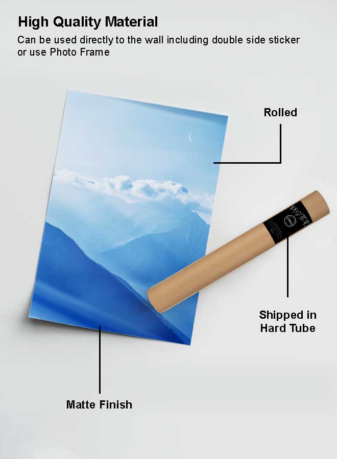 LOWHA Poster Painting Art With Four Separate Pieces Of Double-Sided Stickers Top Of A Mountain For Home Bedroom Living Room And Office Decor  - Image 2