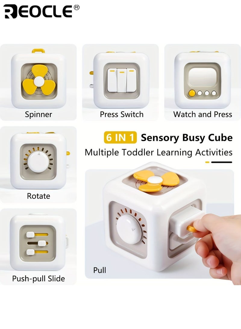 REOCLE Kid’s 6-Sided Educational Busy Box Interactive Finger Training Toy with Colorful Buttons Sturdy Construction Durable Plastic Ideal for Boys and Girls - Image 4