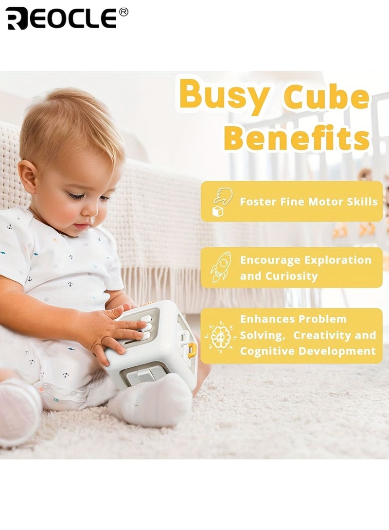 REOCLE Kid’s 6-Sided Educational Busy Box Interactive Finger Training Toy with Colorful Buttons Sturdy Construction Durable Plastic Ideal for Boys and Girls - Image 3