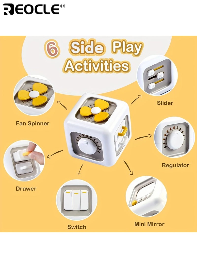 REOCLE Kid’s 6-Sided Educational Busy Box Interactive Finger Training Toy with Colorful Buttons Sturdy Construction Durable Plastic Ideal for Boys and Girls - Image 5