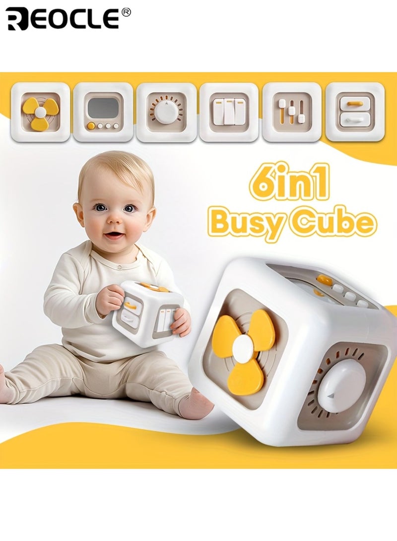REOCLE Kid’s 6-Sided Educational Busy Box Interactive Finger Training Toy with Colorful Buttons Sturdy Construction Durable Plastic Ideal for Boys and Girls - Image 2