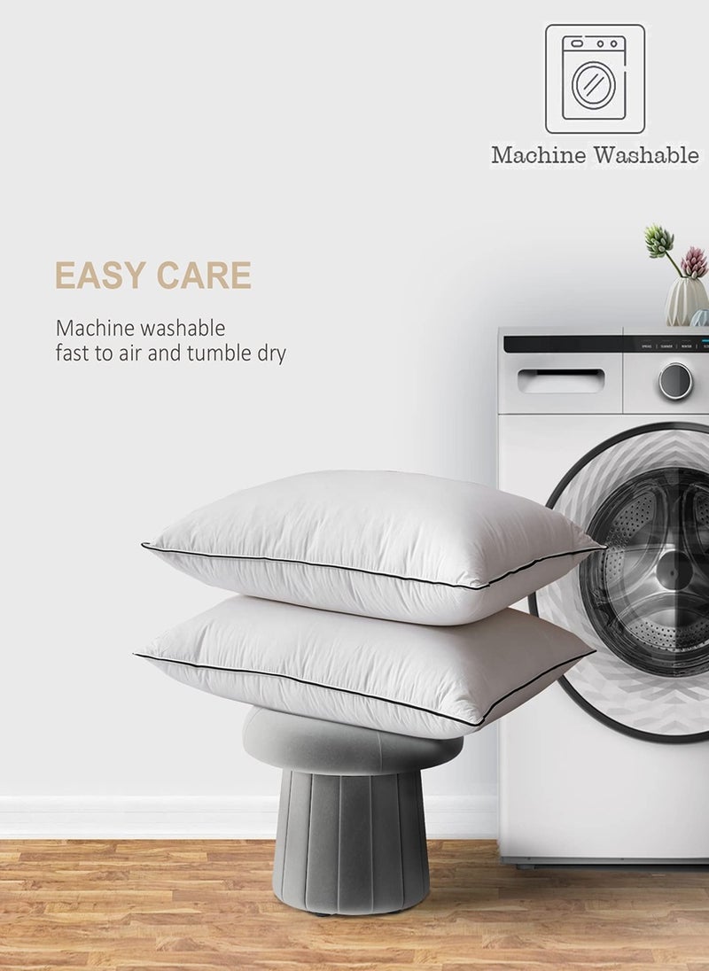 4 Piece Pack Cotton Single Piping Black Line Pillow White 50x70cm Made in Uae
