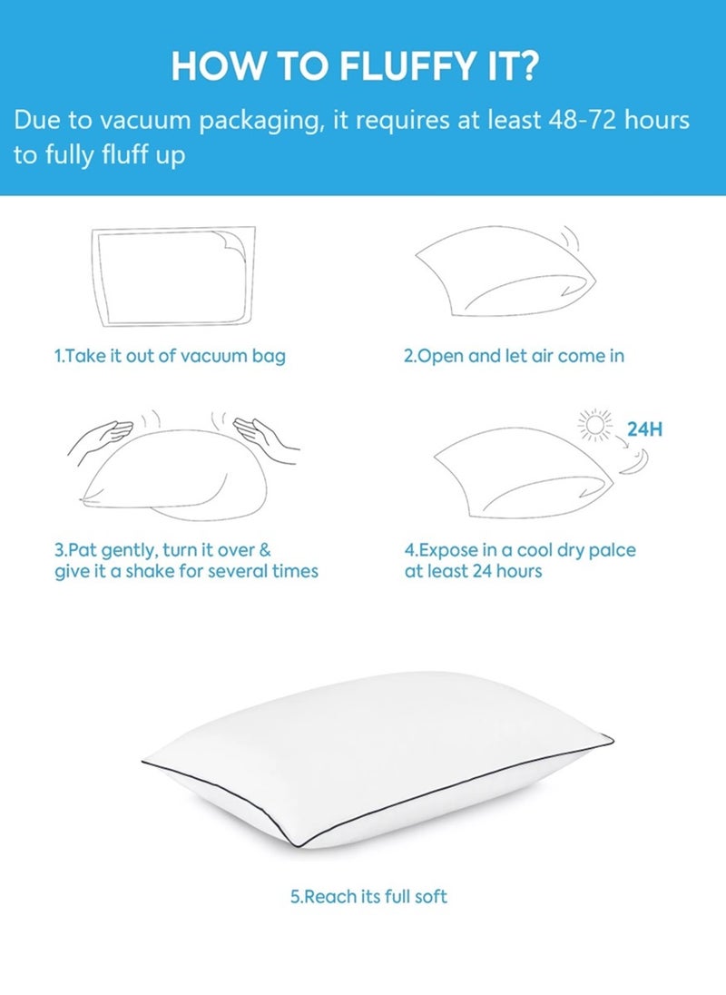 4 Piece Pack Cotton Single Piping Black Line Pillow White 50x70cm Made in Uae