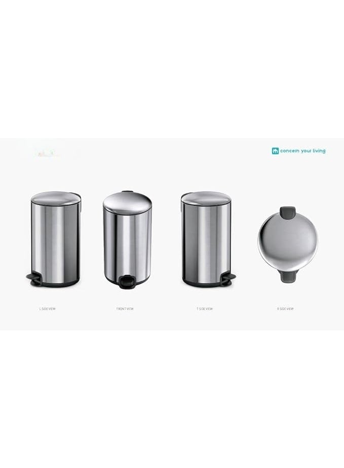 Stainless Steel Pedal Trash Bin with Soft Close Lid and Inner Bucket, Fingerprint Resistant Waste Bin for Home & Office - Image 3
