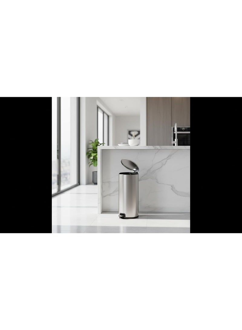 Stainless Steel Pedal Trash Bin with Soft Close Lid and Inner Bucket, Fingerprint Resistant Waste Bin for Home & Office - Image 4