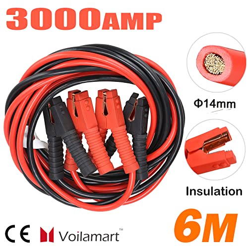 Voilamart Auto Heavy Duty Jumper Cables 1 Gauge 20Ft 3000AMP with Carry Bag Long Automotive Battery Jumper Cable Commercial Grade Booster Cables for Cars Battery Jump start Cables for Trucks Car SUV - Image 4