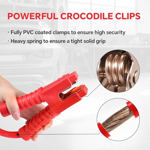 Voilamart Auto Heavy Duty Jumper Cables 1 Gauge 20Ft 3000AMP with Carry Bag Long Automotive Battery Jumper Cable Commercial Grade Booster Cables for Cars Battery Jump start Cables for Trucks Car SUV - Image 2