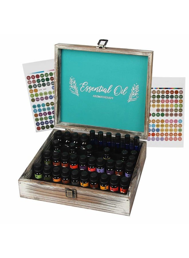 J JACKCUBE DESIGN Essential Oil Storage Box Organizer with 70 Slots, Rustic Wooden Oil Holder Display Case for 5 10 15 ml Essential Oil Bottles & 10 ml Rollers - MK588A - Image 1