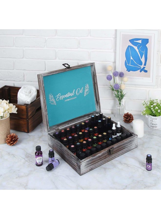 J JACKCUBE DESIGN Essential Oil Storage Box Organizer with 70 Slots, Rustic Wooden Oil Holder Display Case for 5 10 15 ml Essential Oil Bottles & 10 ml Rollers - MK588A - Image 4