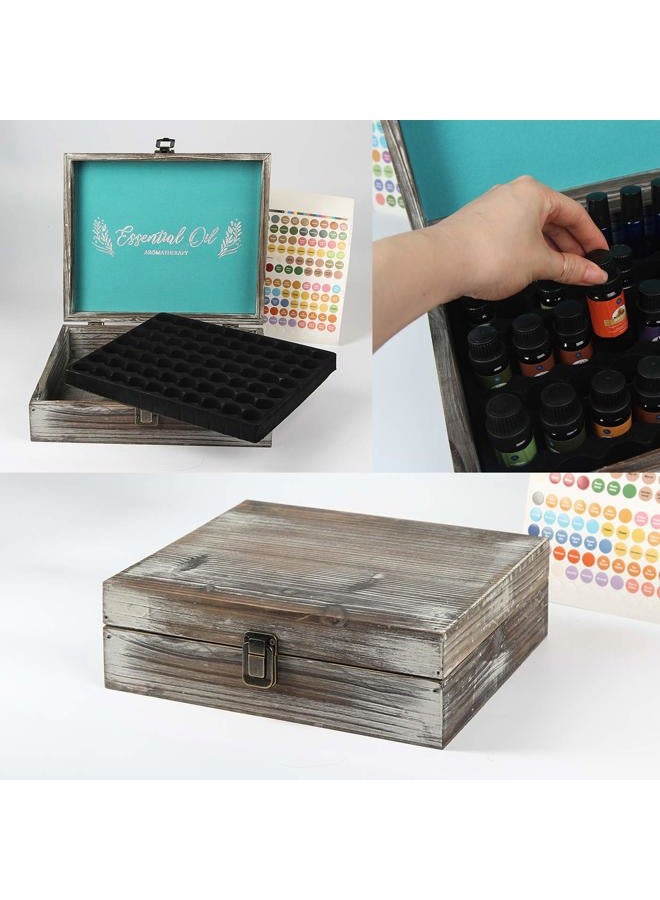 J JACKCUBE DESIGN Essential Oil Storage Box Organizer with 70 Slots, Rustic Wooden Oil Holder Display Case for 5 10 15 ml Essential Oil Bottles & 10 ml Rollers - MK588A - Image 2