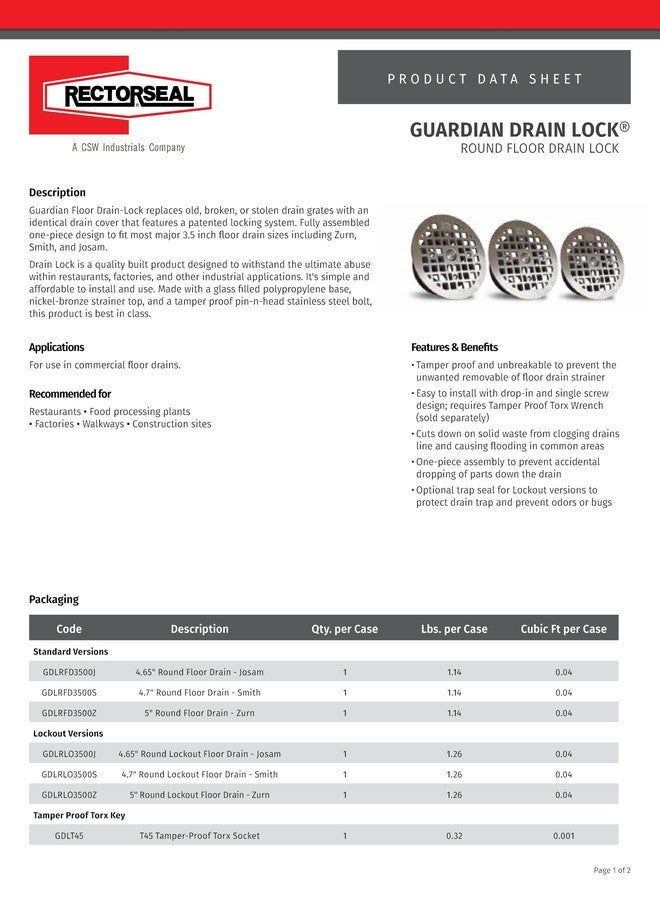 ريكتور سيل قفل تصريف ريكتور سيل جارديان GDLRFD3500Z قفل بديل لتصريف الأرضية الدائري، 3.5 بوصة - Image 3