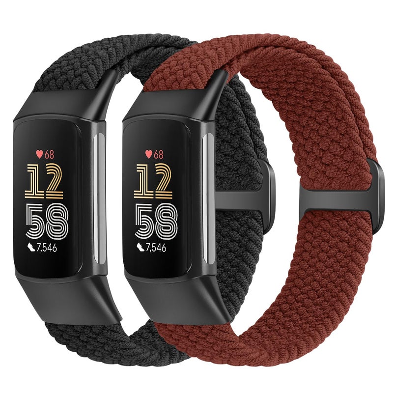 VNDAPT Elastic Braided Bands Compatible with Fitbit Charge 5/Fitbit Charge 6 for Women Men, Breathable Adjustable Stretchy Nylon Loop Sport Replacement Wristbands for Fitbit Charge 6 Charge 5 Straps - Image 1