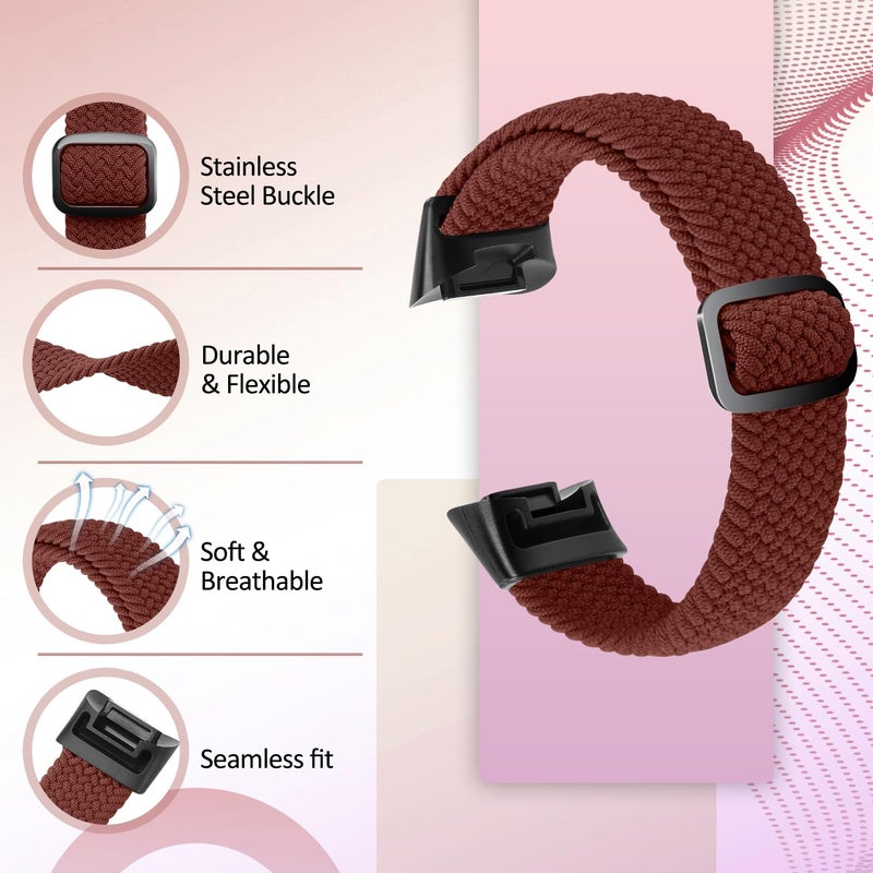 VNDAPT Elastic Braided Bands Compatible with Fitbit Charge 5/Fitbit Charge 6 for Women Men, Breathable Adjustable Stretchy Nylon Loop Sport Replacement Wristbands for Fitbit Charge 6 Charge 5 Straps - Image 2