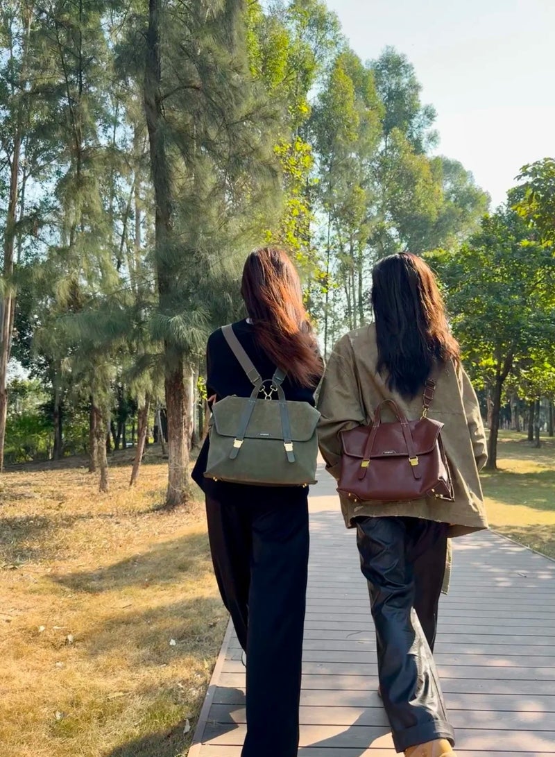 سونغمونت Mountain Walk Series Large Travel Briefcase Vintage Suede Crossbody Backpack - Image 4