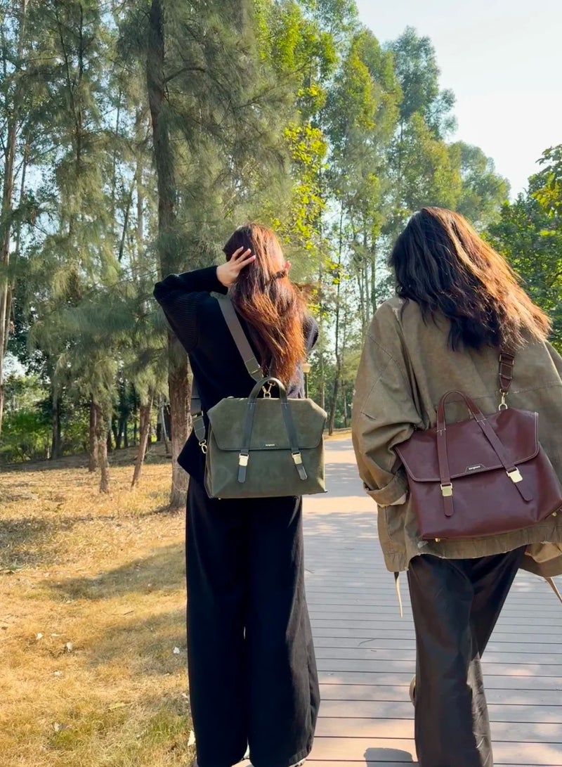 سونغمونت Mountain Walk Series Large Travel Briefcase Vintage Suede Crossbody Backpack - Image 5