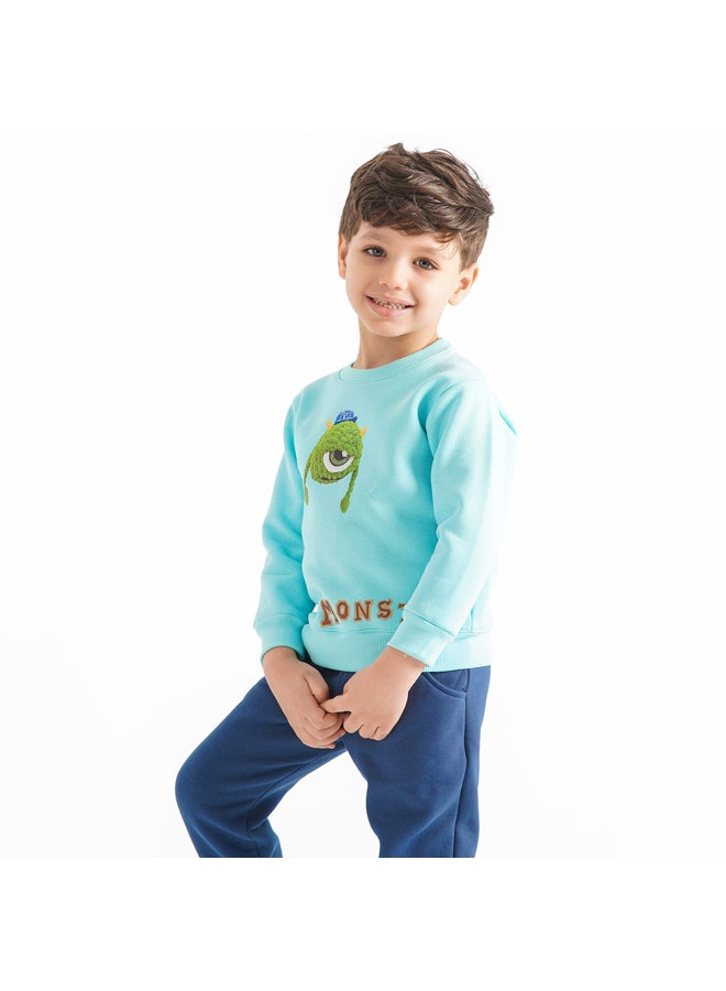 جوكي بيجاما شتوي أولادي مبطن فليس Monster بطبعة - Image 2