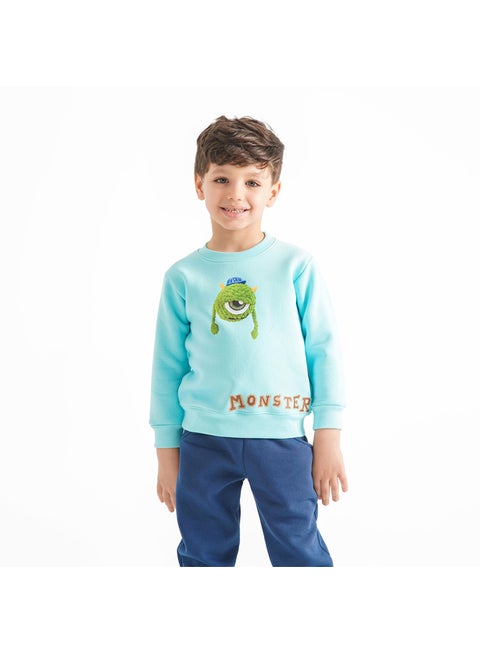 بيجاما شتوي أولادي مبطن فليس Monster بطبعة