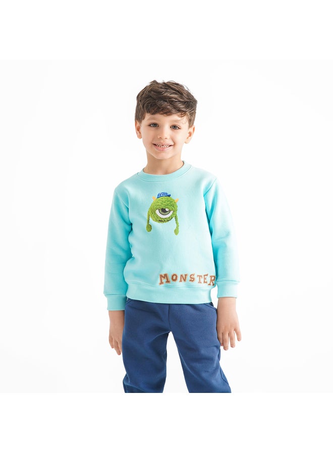 جوكي بيجاما شتوي أولادي مبطن فليس Monster بطبعة - Image 1