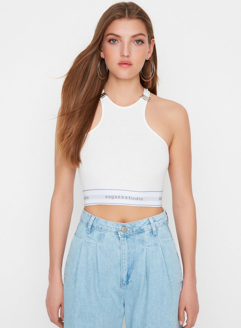 trendyol Halter Neck Ribbed Bustier - Image 1