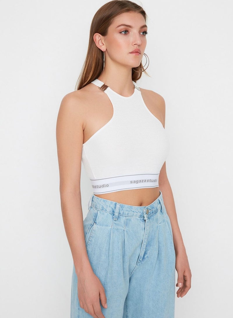 trendyol Halter Neck Ribbed Bustier - Image 2