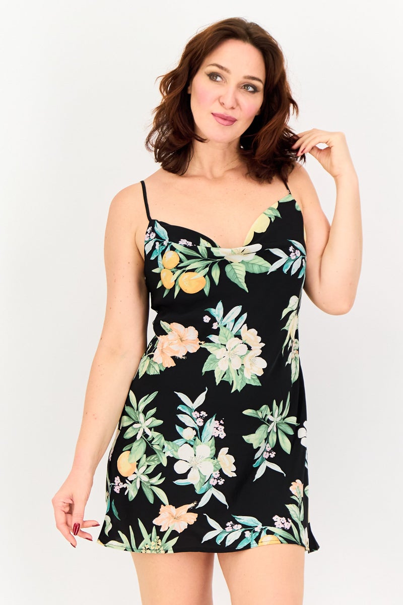 FOREVER 21 فستان ميني مزخرف بالورود للنساء، متعدد الألوان - Image 1