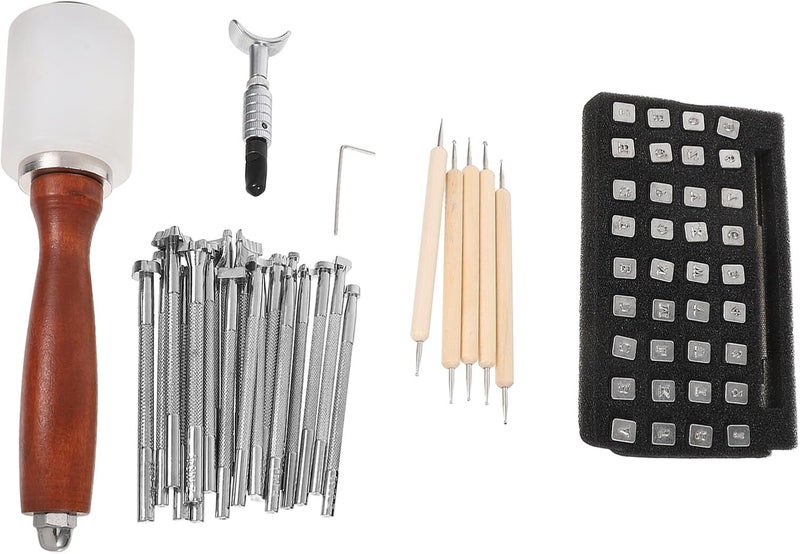 MUELODSIC Leather Stamping Tools Set with Number and Alphabet Metal Stamps, Steel Leather Punch Set for DIY Leathercraft Projects and Artisan Leatherworking - Image 1