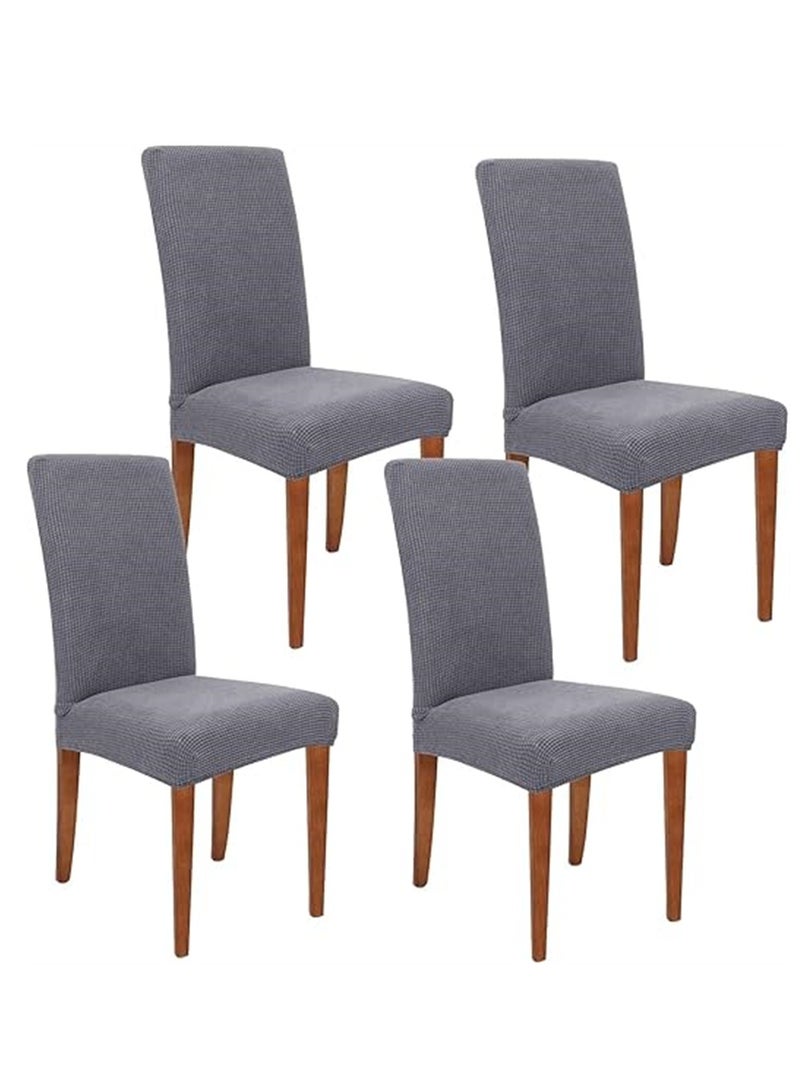 4 Pack Chair Covers, Stretch Spandex Universal Removable Seat Protector Covers, Washable Chair Seat Slipcovers for Home Kitchen Ceremony Wedding Banquet Hotel and Party (Dark Grey, 4 Pack) - Image 2