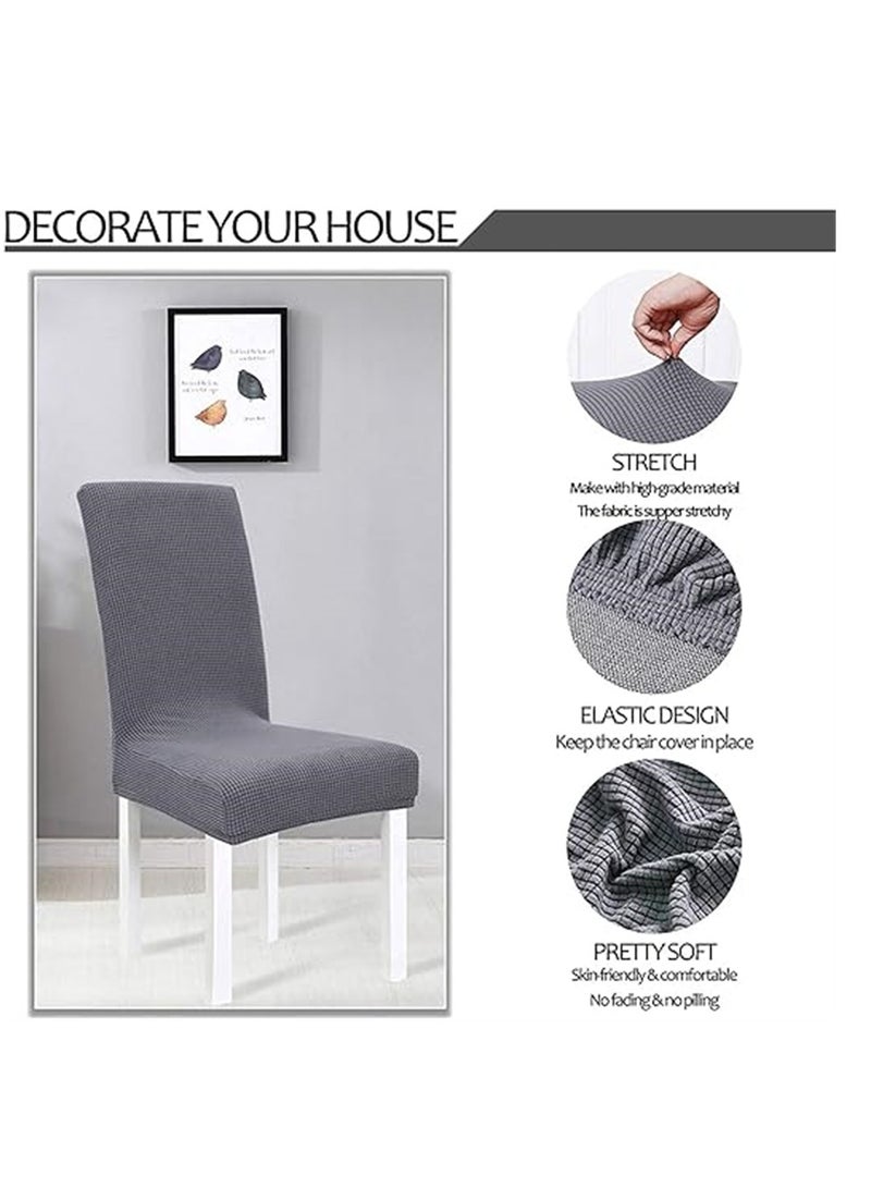 4 Pack Chair Covers, Stretch Spandex Universal Removable Seat Protector Covers, Washable Chair Seat Slipcovers for Home Kitchen Ceremony Wedding Banquet Hotel and Party (Dark Grey, 4 Pack) - Image 3