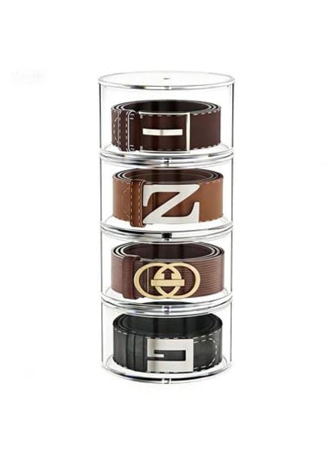 FEMELI Belt Organizer, Acrylic Display Case with 4 Layers Storage Holder for Watches Accessories - Image 1