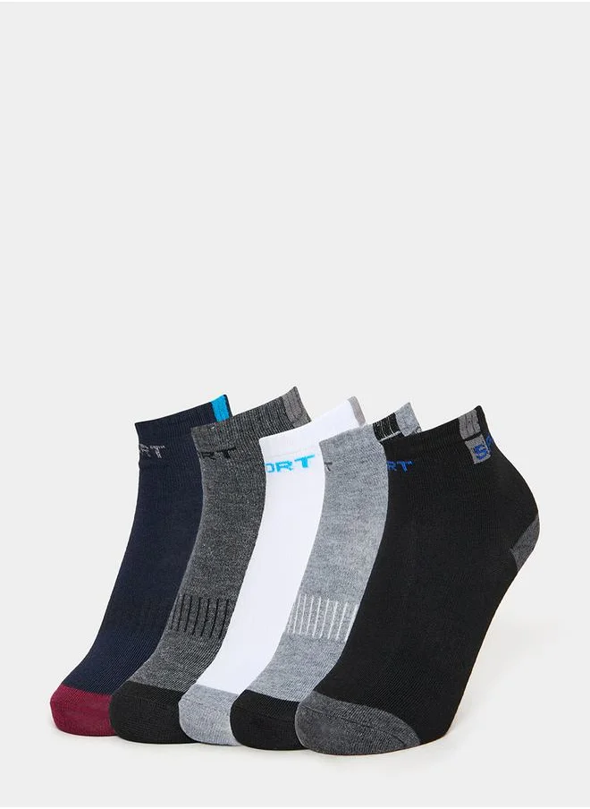 ستايلي Pack of 5 - Contrast Print Quarter Socks