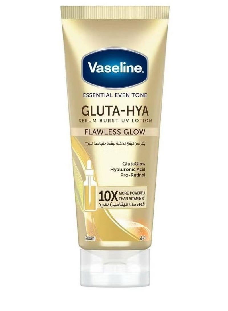 Vaseline Essential Even Tone Flawless Glow Gluta-Hya Serum Burst UV Lotion 10X More Powerful than Vitamin C + Gluta-Hya OVERNIGJT RADIANCE RESTORE - Image 2