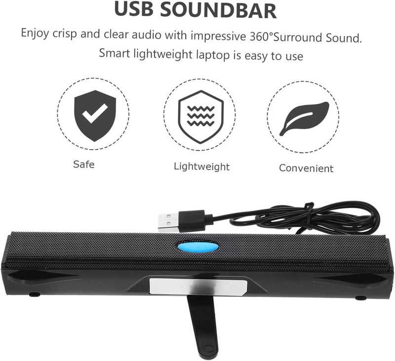 Uonlytech USB Soundbar Speaker for Desktop and Laptop Mini Portable Bar with Surround Sound Compatible with Tablet Mobile and Gaming Devices - Image 3