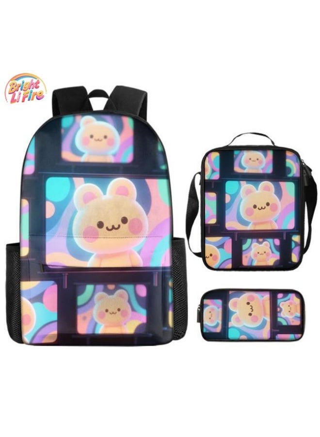 Bright Li Fire Cute cartoon bag set | shoulder + handbag + stationery bag | school season/holiday gift hot recommendation  - Image 1