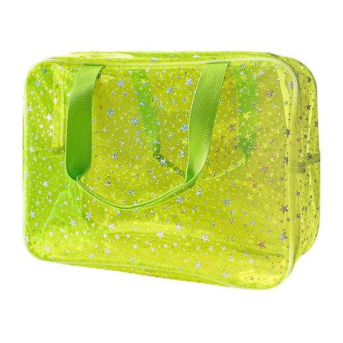 TotePrint Yellow Star Large Cosmetic Bag and Travel Pouch with Handle,Durable Material,Zipper Design-Ideal for Makeup,Travel Essentials - Image 1