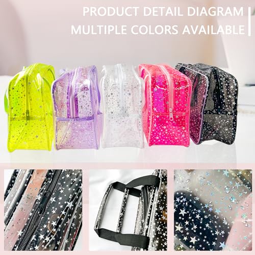 TotePrint Yellow Star Large Cosmetic Bag and Travel Pouch with Handle,Durable Material,Zipper Design-Ideal for Makeup,Travel Essentials - Image 5