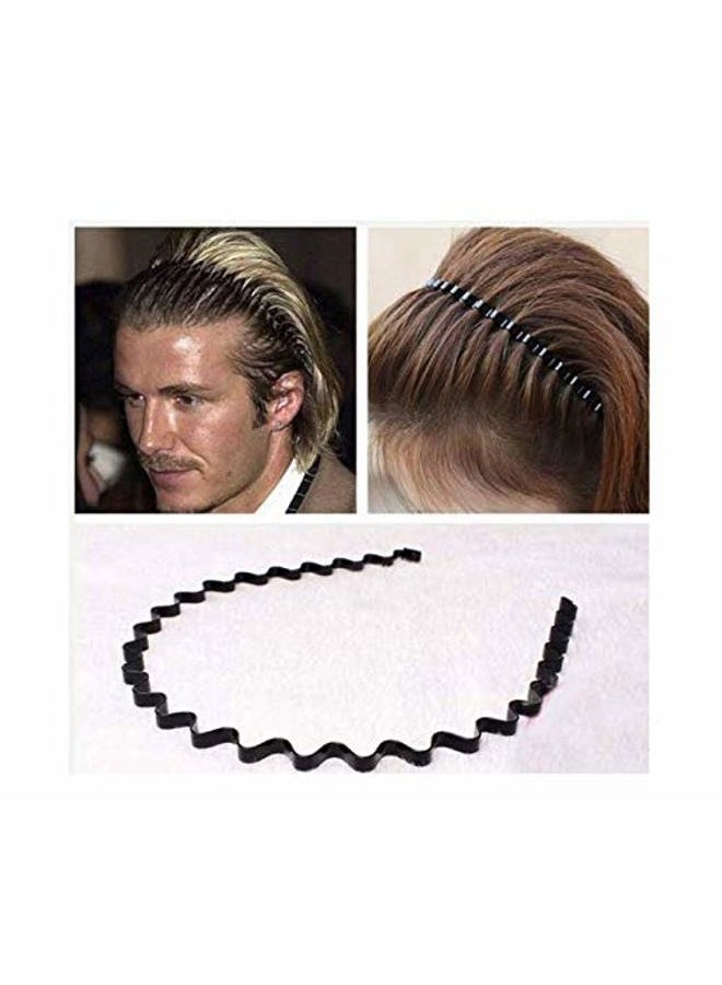 LASSUM 3 Pcs Unisex Black Spring Wavy Hair Hoop Band, Metal Hoop Hair Band Girl Men`s Head Band Accessory - Image 5