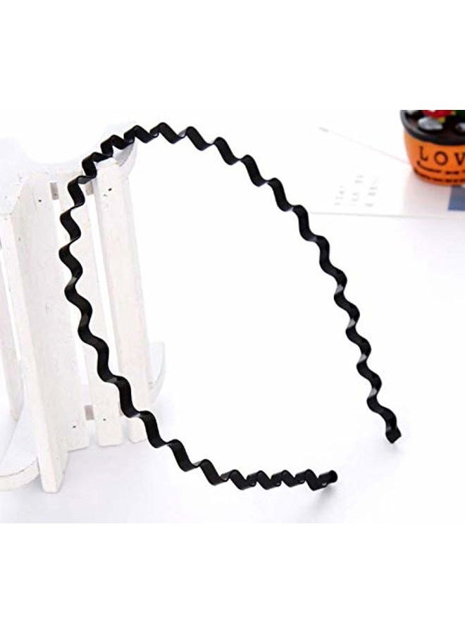 LASSUM 3 Pcs Unisex Black Spring Wavy Hair Hoop Band, Metal Hoop Hair Band Girl Men`s Head Band Accessory - Image 3