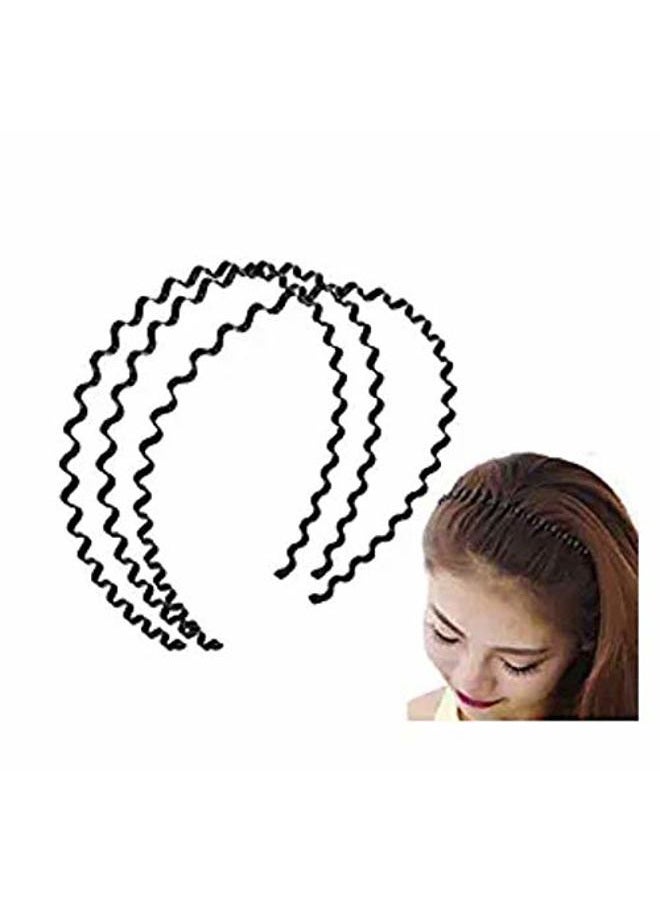 LASSUM 3 Pcs Unisex Black Spring Wavy Hair Hoop Band, Metal Hoop Hair Band Girl Men`s Head Band Accessory - Image 1