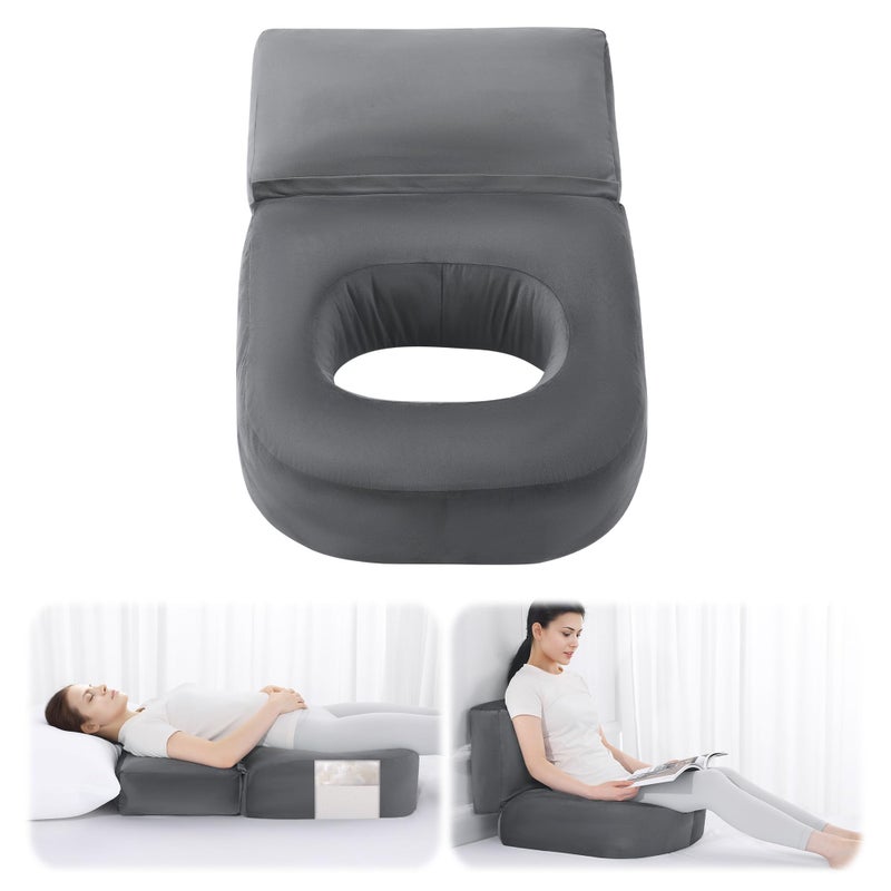 HOMBYS Extra Long BBL Pillow After Surgery for Sleeping & Sitting, Brazilian Butt Lift Pillow with Extended Back Support, BBL Chair with Hole, Mixed Filling (High-Density Foam + Soft Shredded Fill) - Image 1