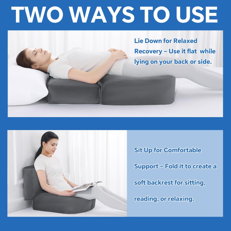 HOMBYS Extra Long BBL Pillow After Surgery for Sleeping & Sitting, Brazilian Butt Lift Pillow with Extended Back Support, BBL Chair with Hole, Mixed Filling (High-Density Foam + Soft Shredded Fill) - Image 5