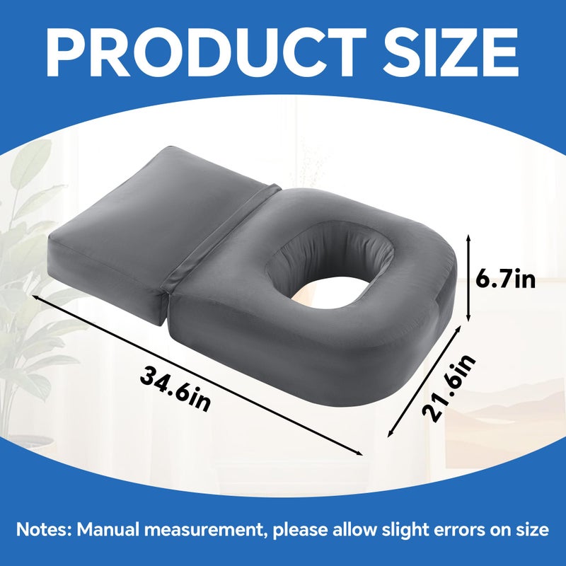 HOMBYS Extra Long BBL Pillow After Surgery for Sleeping & Sitting, Brazilian Butt Lift Pillow with Extended Back Support, BBL Chair with Hole, Mixed Filling (High-Density Foam + Soft Shredded Fill) - Image 3