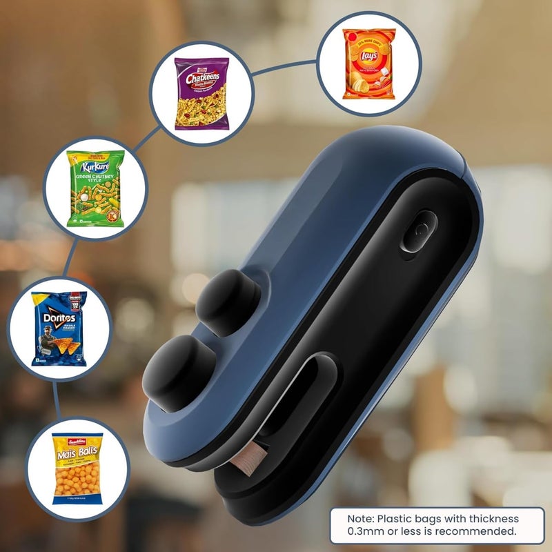 TECH LOGO ELECTRONICS Portable Mini Sealing Machine Handheld Packet Sealer for Food Snacks Chips Fresh Storage Plastic Bags Sealing Machine2 in 1 USB Rechargeable Magnetic Bag SealerMulticolor BLUE  - Image 2