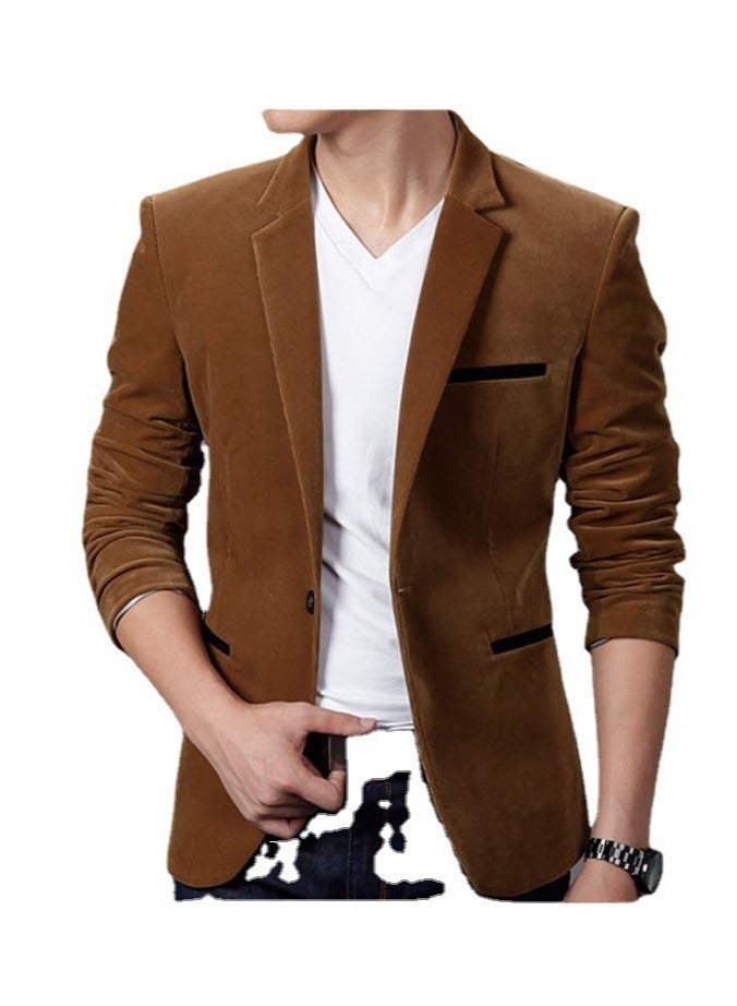 Shougu Fashionable Slim Fit Corduroy Suit Jacket  - Image 1