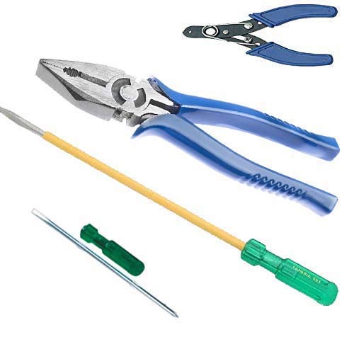 PPJ Tool Kit Combo 1 Combination Plier 1 Screw Driver Two in One 6x200 Mm Screw Driver Two In One 6x70 Mm1 Wire Stripping Plier Cutter 130 MmCUTTERSTEEL 130 MM TOTAL 4 ITEMS