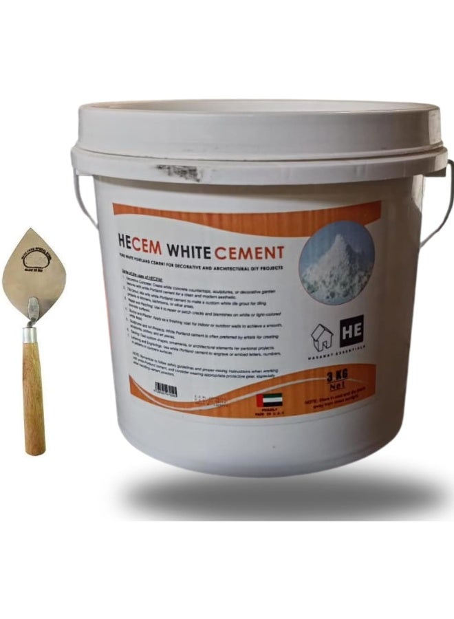 HASANAT ESSENTIALS دلو أساسيات 3 كجم مع مسحوق الأسمنت الأبيض ومجرفة - Image 1