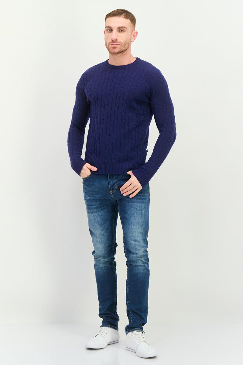 GAS سويت شيرت محبوك برقبة مضلعة للرجال، كحلي - Image 4