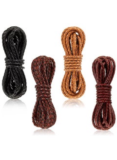 Saintrygo Saintrygo 8yd Braided Leather Cord Antique Genuine Leather Strap Folded Bolo Tie Cord Rope Lace for Necklace Bracelet Pendent Jewelry Making Beading Braiding (Black, Brown,tan, Reddish Brown,3 mm)  - Image 1