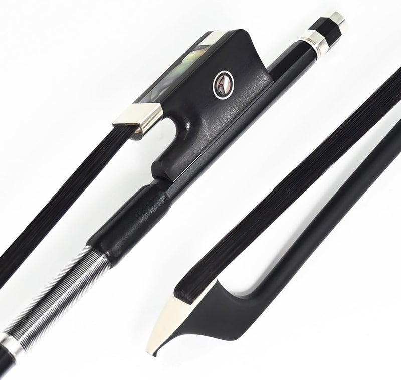 VINGOBOW 3/4 Size Natural BLACK Mongolia Horsehair Carbon Fiber Cello Bow DEEP and POWERFUL Tone Nice Design Black Color Art No.100CB - Image 1