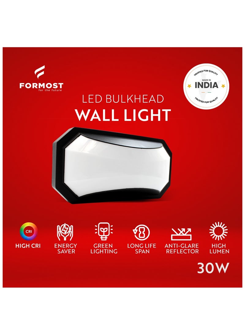 FORMOST FORMOST LED Bulkhead Light 30W | IP66 Waterproof | Energy Saving | Home Wall Gate Lamp for Outdoor and Indoor Use | Porch Light | Office Balcony Decoration | Cool White (Pack of 4)  - Image 2
