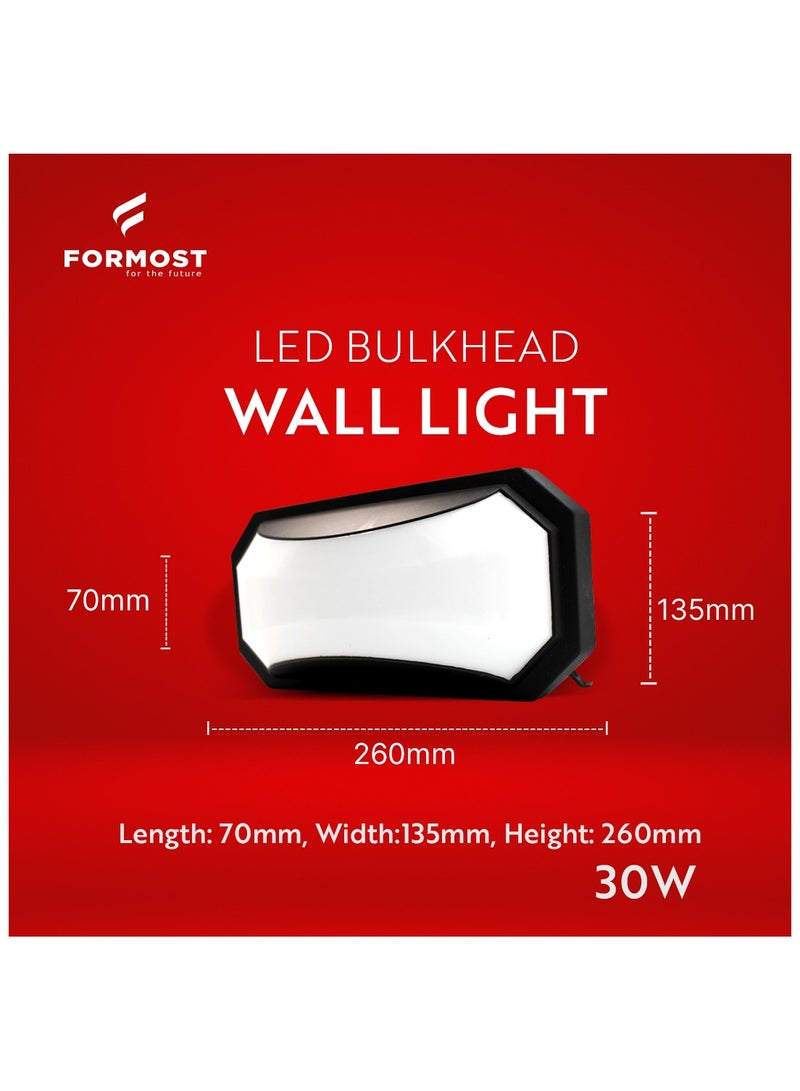 FORMOST FORMOST LED Bulkhead Light 30W | IP66 Waterproof | Energy Saving | Home Wall Gate Lamp for Outdoor and Indoor Use | Porch Light | Office Balcony Decoration | Cool White (Pack of 4)  - Image 4